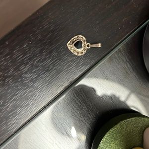 Vintage Sterling Silver Marcasite Designer Heart Shaped Pendant 1/2” Long